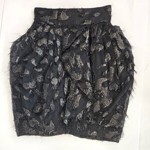 H&M Metallic Tulip Bubble Skirt Part Festive Black Eyelash Texture Size 4